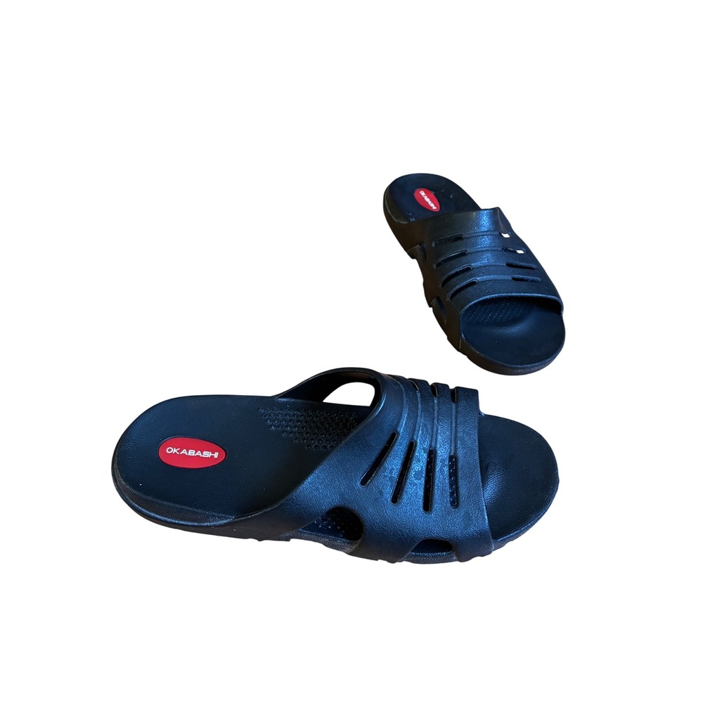 Okabashi Torino Black Slide Sandals Mens LL 10.5-11.5 Women's 11-12 Arch Support